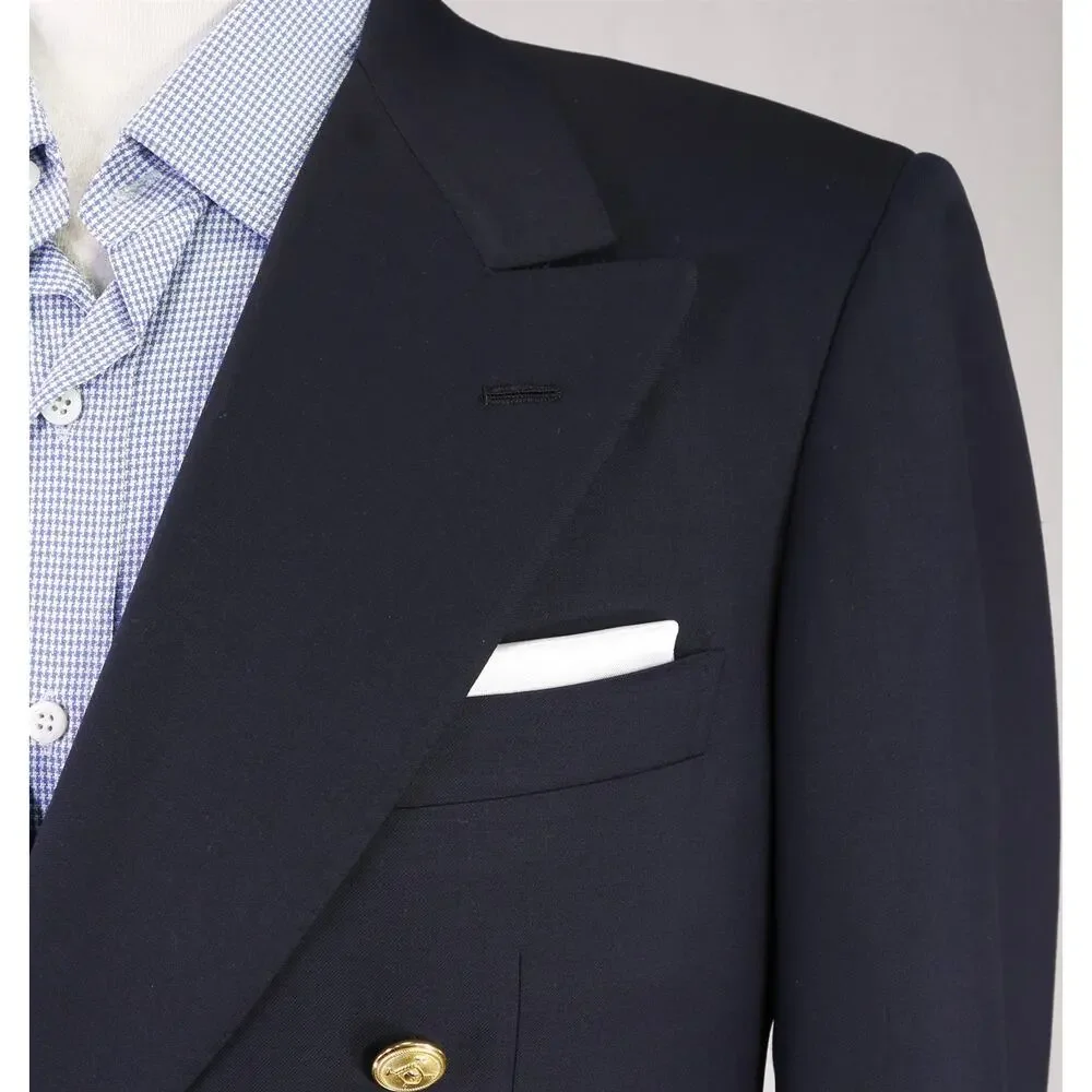Tincati Saint Andrews Navy 2B Double Breasted Gold Button Wool Blazer Jacket 38S